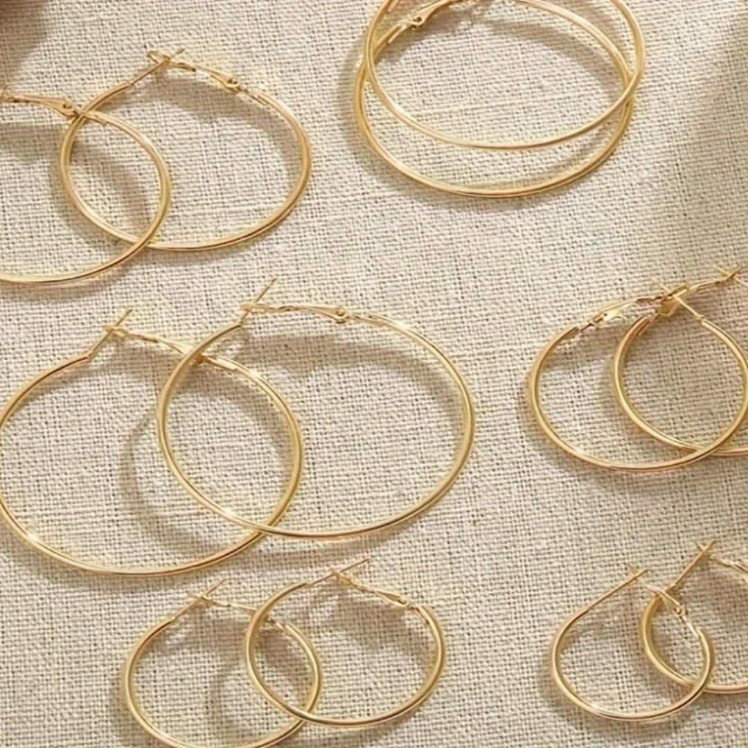 12pcs Metal Round Women's Earring Set